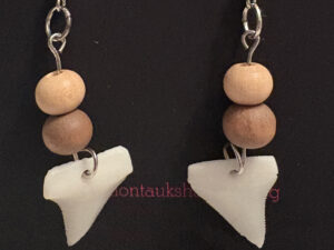 White Shark Tooth Earrings w/Beads